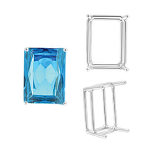 Load image into Gallery viewer, ITI NYC Four Prong Emerald Shape Wire Basket Settings in Sterling Silver (3.00 x 2.25 mm - 30.00 x 22.00 mm)