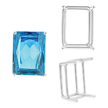 Load image into Gallery viewer, ITI NYC Four Prong Emerald Shape Wire Basket Settings in Sterling Silver (3.00 x 2.25 mm - 30.00 x 22.00 mm)