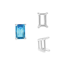 Load image into Gallery viewer, ITI NYC Four Prong Emerald Shape Wire Basket Settings in Sterling Silver (3.00 x 2.25 mm - 30.00 x 22.00 mm)