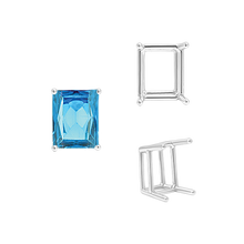 Load image into Gallery viewer, ITI NYC Four Prong Emerald Shape Wire Basket Settings in Sterling Silver (3.00 x 2.25 mm - 30.00 x 22.00 mm)