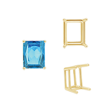 Load image into Gallery viewer, ITI NYC Four Prong Emerald Shape Wire Basket Settings in 14K Gold (3.00 x 2.25 mm - 18.00 x 13.00 mm)