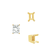 Load image into Gallery viewer, ITI NYC Four Prong Emerald Shape Solid Base Settings in 14K Gold (5.00 x 3.00 mm - 8.50 x 6.50 mm)