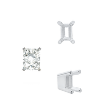 Load image into Gallery viewer, ITI NYC Four Prong Emerald Shape Solid Base Settings in Sterling Silver (5.00 x 3.00 mm - 8.50 x 6.50 mm)