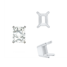 Load image into Gallery viewer, ITI NYC Four Prong Emerald Shape Solid Base Settings in 14K Gold (5.00 x 3.00 mm - 8.50 x 6.50 mm)