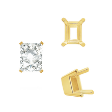 Load image into Gallery viewer, ITI NYC Four Prong Emerald Shape Solid Base Settings in 14K Gold (5.00 x 3.00 mm - 8.50 x 6.50 mm)