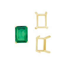 Load image into Gallery viewer, ITI NYC Four Prong Emerald Shape Single Wire Settings in 14K Gold (3.50 x 2.60 mm - 13.00 x 9.50 mm)