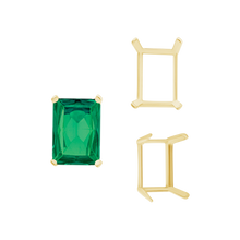 Load image into Gallery viewer, ITI NYC Four Prong Emerald Shape Single Wire Settings in 14K Gold (3.50 x 2.60 mm - 13.00 x 9.50 mm)