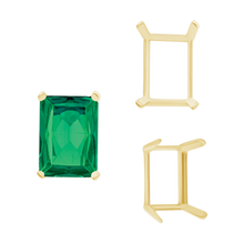 Load image into Gallery viewer, ITI NYC Four Prong Emerald Shape Single Wire Settings in 14K Gold (3.50 x 2.60 mm - 13.00 x 9.50 mm)