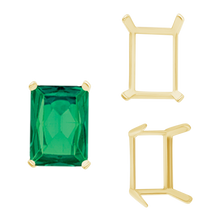 Load image into Gallery viewer, ITI NYC Four Prong Emerald Shape Single Wire Settings in 14K Gold (3.50 x 2.60 mm - 13.00 x 9.50 mm)