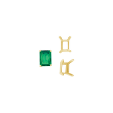 Load image into Gallery viewer, ITI NYC Four Prong Emerald Shape Single Wire Settings in 14K Gold (3.50 x 2.60 mm - 13.00 x 9.50 mm)