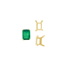 Load image into Gallery viewer, ITI NYC Four Prong Emerald Shape Single Wire Settings in 14K Gold (3.50 x 2.60 mm - 13.00 x 9.50 mm)