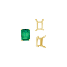 Load image into Gallery viewer, ITI NYC Four Prong Emerald Shape Single Wire Settings in 14K Gold (3.50 x 2.60 mm - 13.00 x 9.50 mm)