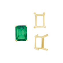 Load image into Gallery viewer, ITI NYC Four Prong Emerald Shape Single Wire Settings in 14K Gold (3.50 x 2.60 mm - 13.00 x 9.50 mm)
