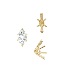 Load image into Gallery viewer, ITI NYC V-End Marquise Shape Solitaire Settings With Peg in 14K Gold (6.00 x 3.00 mm - 17.00 x 8.50 mm)