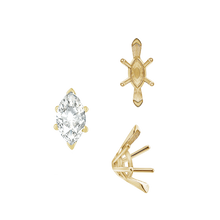 Load image into Gallery viewer, ITI NYC V-End Marquise Shape Solitaire Settings With Peg in 14K Gold (6.00 x 3.00 mm - 17.00 x 8.50 mm)