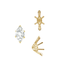 Load image into Gallery viewer, ITI NYC V-End Marquise Shape Solitaire Settings With Peg in 14K Gold (6.00 x 3.00 mm - 17.00 x 8.50 mm)