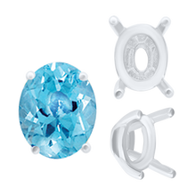 Load image into Gallery viewer, ITI NYC Four Prong Oval Tapered Settings in Sterling Silver (4.00 x 3.00 mm - 13.00 x 10.00 mm)