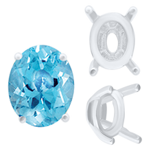 Load image into Gallery viewer, ITI NYC Four Prong Oval Tapered Settings in Sterling Silver (4.00 x 3.00 mm - 13.00 x 10.00 mm)