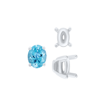 Load image into Gallery viewer, ITI NYC Four Prong Oval Tapered Settings in Sterling Silver (4.00 x 3.00 mm - 13.00 x 10.00 mm)