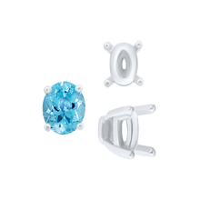 Load image into Gallery viewer, ITI NYC Four Prong Oval Tapered Settings in Sterling Silver (4.00 x 3.00 mm - 13.00 x 10.00 mm)