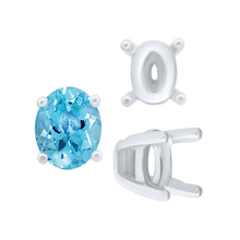 Load image into Gallery viewer, ITI NYC Four Prong Oval Tapered Settings in Sterling Silver (4.00 x 3.00 mm - 13.00 x 10.00 mm)