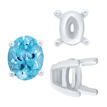 Load image into Gallery viewer, ITI NYC Four Prong Oval Tapered Settings in Sterling Silver (4.00 x 3.00 mm - 13.00 x 10.00 mm)