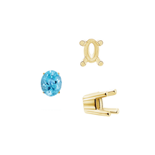 Load image into Gallery viewer, ITI NYC Four Prong Oval Solid Base Settings in 14K Gold (5.00 x 3.00 mm - 9.00 x 7.00 mm)