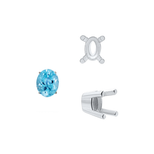 Load image into Gallery viewer, ITI NYC Four Prong Oval Solid Base Settings in Sterling Silver (5.00 x 3.00 mm - 9.00 x 7.00 mm)