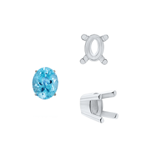 Load image into Gallery viewer, ITI NYC Four Prong Oval Solid Base Settings in Sterling Silver (5.00 x 3.00 mm - 9.00 x 7.00 mm)