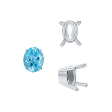 Load image into Gallery viewer, ITI NYC Four Prong Oval Solid Base Settings in Sterling Silver (5.00 x 3.00 mm - 9.00 x 7.00 mm)