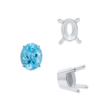 Load image into Gallery viewer, ITI NYC Four Prong Oval Solid Base Settings in Sterling Silver (5.00 x 3.00 mm - 9.00 x 7.00 mm)