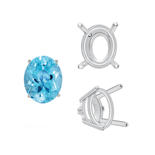 Load image into Gallery viewer, ITI NYC Four Prong Oval Wire Basket Settings With Pads in Sterling Silver (5.00 x 3.00 mm - 12.00 x 10.00 mm)