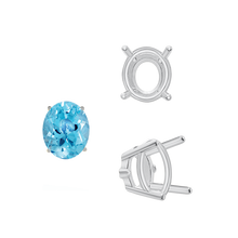 Load image into Gallery viewer, ITI NYC Four Prong Oval Wire Basket Settings With Pads in Sterling Silver (5.00 x 3.00 mm - 12.00 x 10.00 mm)