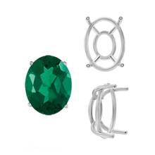 Load image into Gallery viewer, ITI NYC Four Prong Oval Wire Basket Tapered Base Settings in Sterling Silver (5.00 x 3.00 mm - 20.00 x 15.00 mm)