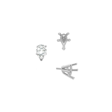 Load image into Gallery viewer, V-End Pear Shape Solitaire Settings With Peg in Sterling Silver (5.00 x 3.00 mm - 12.00 x 8.00 mm)