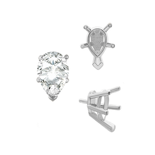 Load image into Gallery viewer, V-End Pear Shape Solitaire Settings With Peg in Sterling Silver (5.00 x 3.00 mm - 12.00 x 8.00 mm)