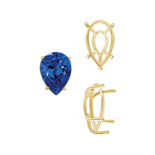 Load image into Gallery viewer, ITI NYC Five Prong Pear Shape Tapered Base Wire Basket Settings in 14K Gold (5.00 x 3.00 mm - 19.00 x 13.00 mm)