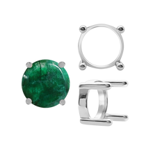 Load image into Gallery viewer, ITI NYC Four Prong Round Single Base Settings With Straight Wire Prongs in Sterling Silver (2.00 mm - 8.00 mm)