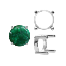 Load image into Gallery viewer, ITI NYC Four Prong Round Single Base Settings With Straight Wire Prongs in Sterling Silver (2.00 mm - 8.00 mm)