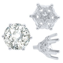 Load image into Gallery viewer, ITI NYC Six Prong Round Filigree Tapered Settings with Peg in Sterling Silver (4.00 mm - 9.25 mm)