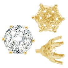 Load image into Gallery viewer, ITI NYC Six Prong Round Filigree Tapered Settings with Peg in 14K Gold (4.00 mm - 9.25 mm)
