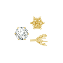 Load image into Gallery viewer, ITI NYC Six Prong Round Filigree Tapered Settings with Peg in 14K Gold (4.00 mm - 9.25 mm)