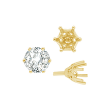 Load image into Gallery viewer, ITI NYC Six Prong Round Filigree Tapered Settings with Peg in 14K Gold (4.00 mm - 9.25 mm)