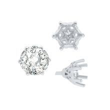 Load image into Gallery viewer, ITI NYC Six Prong Round Filigree Tapered Settings with Peg in Sterling Silver (4.00 mm - 9.25 mm)