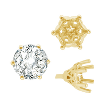 Load image into Gallery viewer, ITI NYC Six Prong Round Filigree Tapered Settings with Peg in 14K Gold (4.00 mm - 9.25 mm)