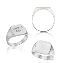 Load image into Gallery viewer, Square Signet Rings in Sterling Silver (10 mm - 18 mm)