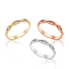 Load image into Gallery viewer, Stackable Ring with Stones in Oval Braid Design in 14K Gold