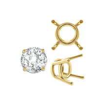 Load image into Gallery viewer, ITI NYC Four Prong Round Medium Weight Settings in 18K Gold (1.75 mm - 11.00 mm)