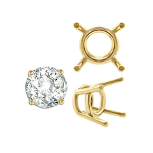 Load image into Gallery viewer, ITI NYC Four Prong Round Medium Weight Settings in 18K Gold (1.75 mm - 11.00 mm)
