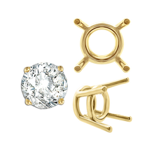 Load image into Gallery viewer, ITI NYC Four Prong Round Medium Weight Settings in 18K Gold (1.75 mm - 11.00 mm)